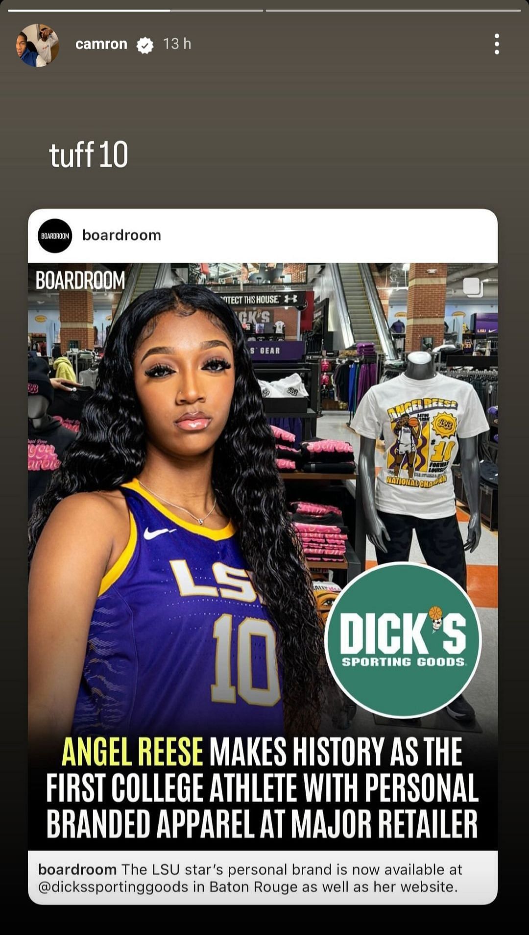 Angel Reese now has branded apparel in Dick's Sporting Goods.